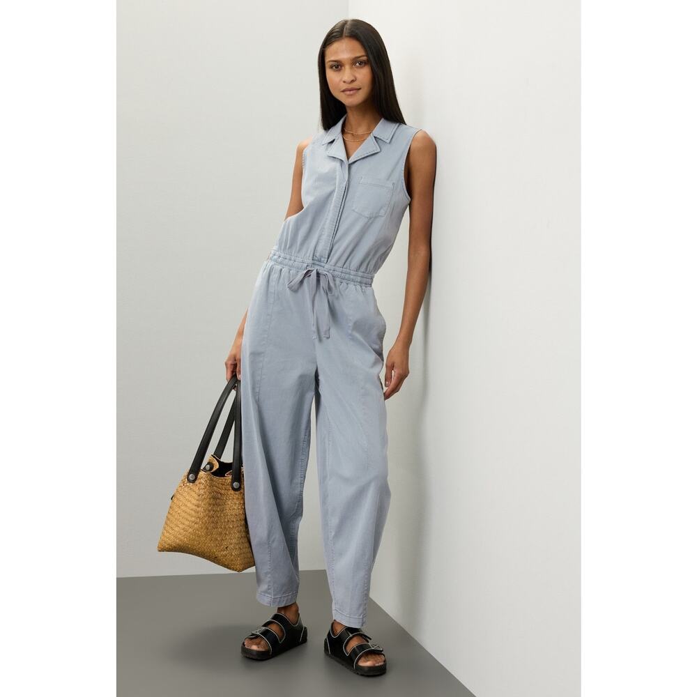 RTR Splendid Sz L Blue Carlotta Sleeveless Tapered Drawstring Utility Jumpsuit